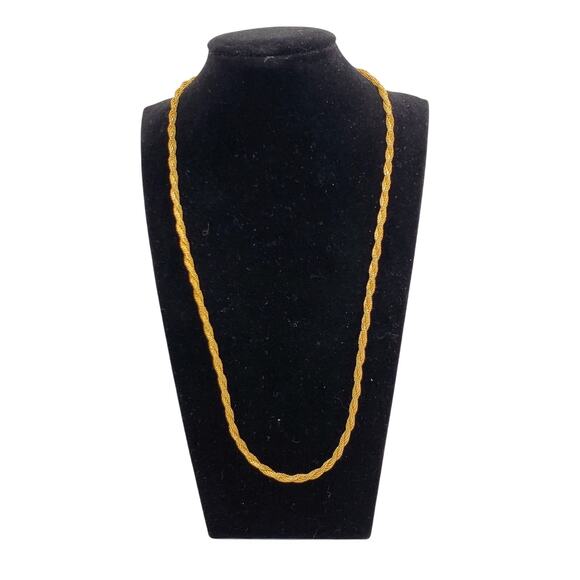 Twist Chain Gold Tone Necklace 10" Spring Ring Closure Unsigned Minimalist - Picture 1 of 4